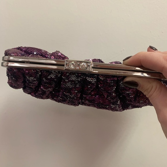 Purple Reversible Sequin Evening Bag - Picture 3 of 4